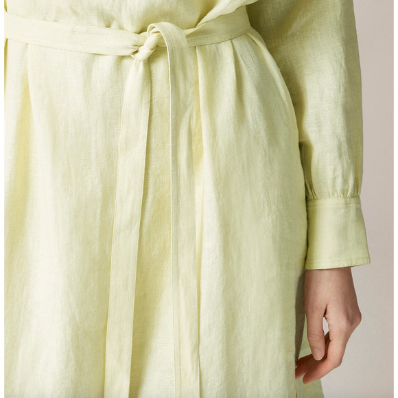 J.Crew Cabana Dress Linen Midi Long Sleeve Pale Flax Yellow Belted Small NWT - Picture 2 of 15